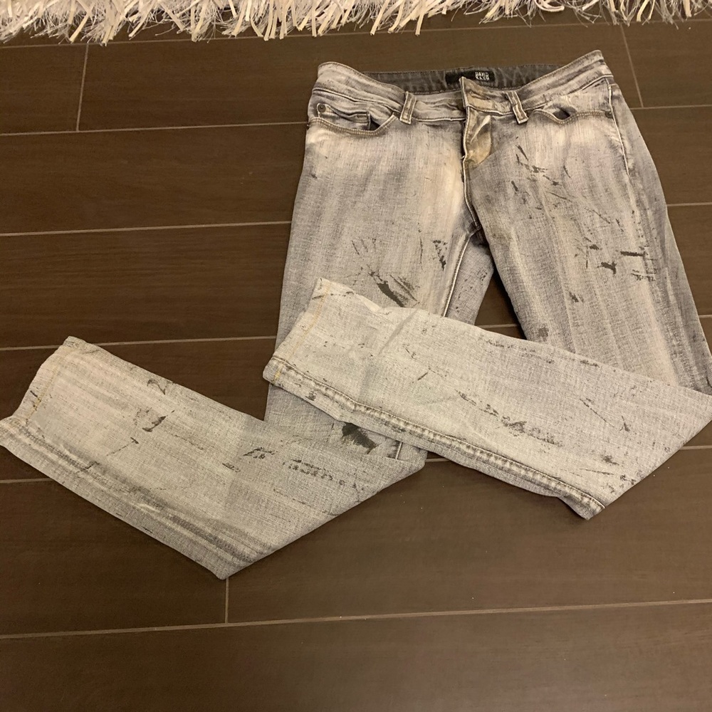 David Kahn Gray Splattered Women’s Skinny Jeans 25